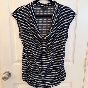 Worthington Black Polka Dot Cowl Neck Camisole with Teal Accents